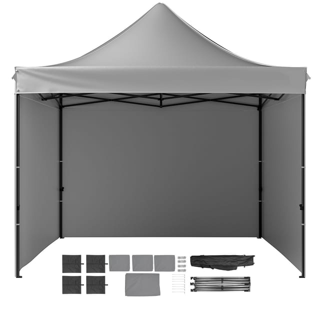 Faltbares Pop-up-zelt Für Den Außenbereich, 304,8 X 304,8 Cm, Mit Seitenwänden, Dunkelgrau