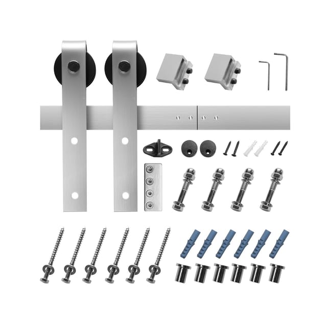 Fuß Schiebetürbeschlag-set, Tragkraft 150 Kg, Kompatibel Mit Einzeltüren Mit Einer Breite Von 107-122 Cm Und Einer Dicke Von 3,5-4,5 Cm, Robuste Schiene Und J-rolle