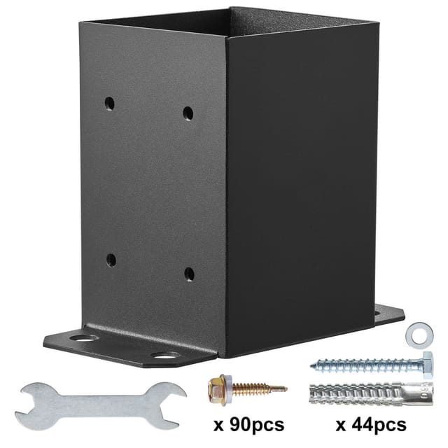10 Pfostenhalterungen 101,6 X 101,6 Mm, 10er-packung, 91 X 91 Mm Innenbefestigung, Robuste Metallanker Mit Mattschwarzer Pulverbeschichtung Für Pergola, Terrasse, Geländer, Grundplatte