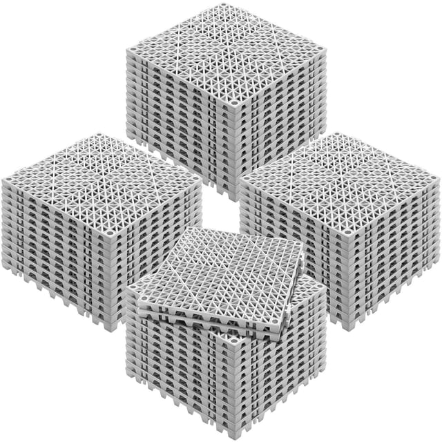 Ineinandergreifende Modulare Bodenfliesen, 50er-packung Mit Drainagematten 30 X 30 Cm, Weiche, Rutschfeste Pvc-pads Mit Abflusslöchern Für Bad, Küche, Pool, Wc Und Nassbereiche, Grau