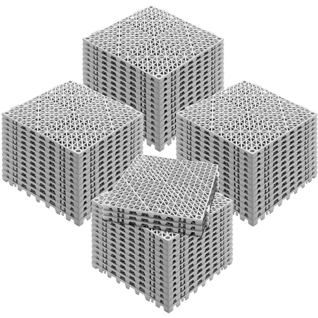 Modulares Klicksystem, 55er-pack Drainagematten 30 X 30 Cm, Flexible Pvc-klick-bodenfliesen, Rutschfest Mit Abflusslöchern Für Toiletten, Badezimmer, Küchen, Schwimmbäder, Nassbereiche, Grau