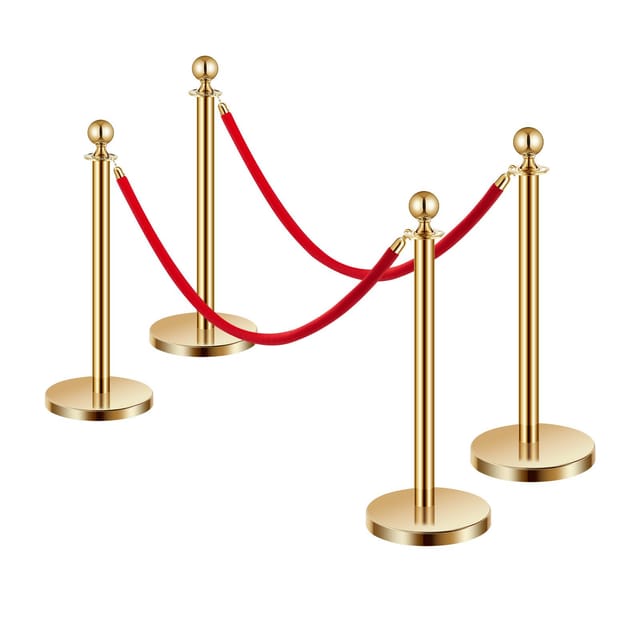Absperrgitter Mit 2 Roten Samtseilen, 1,5 M Langen Führungsstangen Aus Goldfarbenem Edelstahl, Sandbeschwertem Hohlfuß, Für Theater, Partys, Hochzeiten Und Ausstellungen
