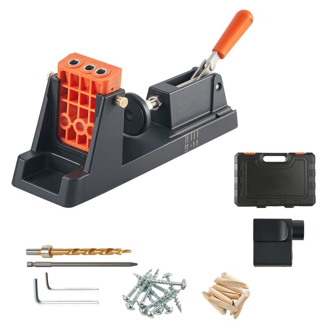 Taschenlochbohrlehren-set, 12,7 Bis 38,1 Mm Verstellbar, Leichtes System Mit Staubabsaugungsadapter, Abnehmbarem Führungsblock, Bohrer, Anschlagring, Einfache Einstellung, Für Die Holzbearbeitung