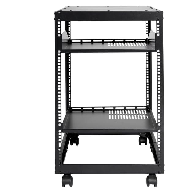 15u Open-frame-serverschrank, Einstellbare Tiefe 58,5–101,6 Cm, Stand- Oder Wandmontage, 4-pfosten-av-schrank Mit Rollen