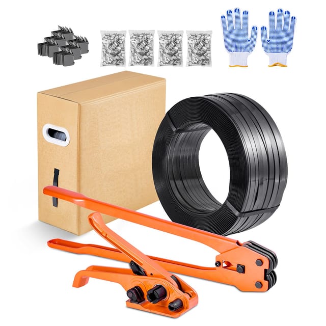 Hochleistungs-umreifungsset Mit Verschlusszange, 610 M Pet-umreifungsband, 600 Metallbefestigungen, 200 Eckenschützern, Kunststoffverpackungsset Für Paletten, Lagerhallen, Transport Und Den Heimgebrau