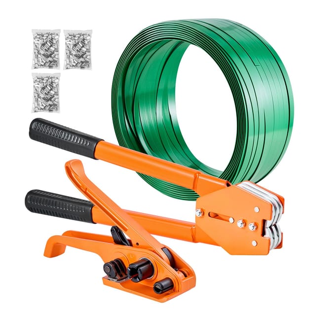 Robustes Manuelles Umreifungsset Mit Verschlusszange, 305 M Pet-umreifungsband, 300 Metallbindern, Für Paletten, Lager, Versand, Umzüge Und Haushalt, Orange