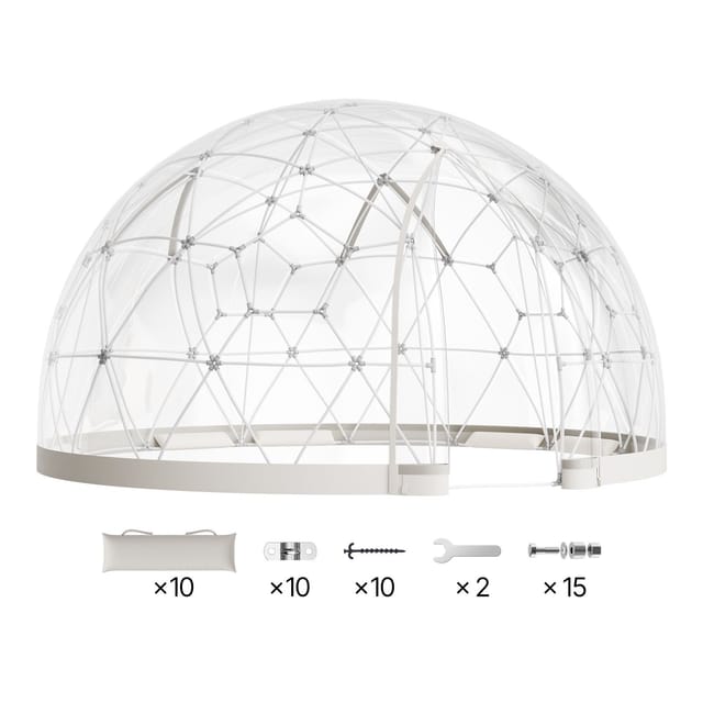 Transparente Gartenkuppel 4,5 X 2,7 M, Wetterfestes, Geodätisches Gewächshaus Mit Fenster, Pvc-iglu-zelt Für Terrasse, Camping, Partys Und Hochzeiten