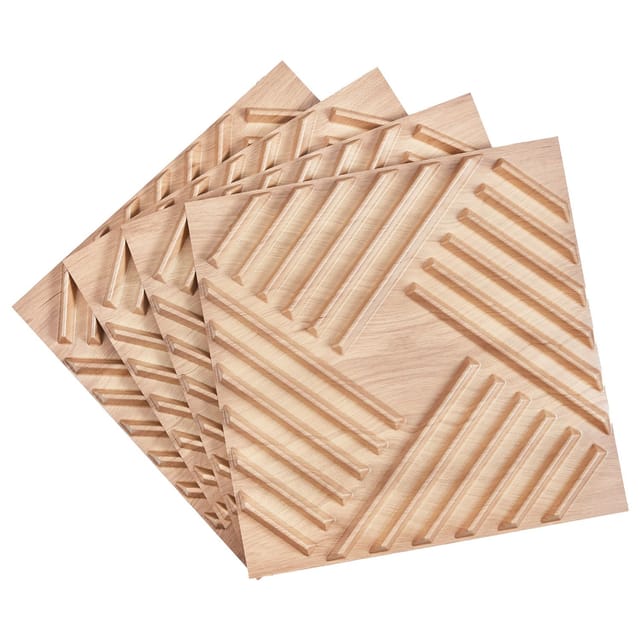 3d-wandpaneele, 12er-set, 50 X 50 Cm, Pvc, Modernes Minimalistisches Dekor, 3 M² Wandverkleidung, Inneneinrichtung Für Decke, Schlafzimmer, Wohnzimmer Und Spielzimmer, Helle Holzfarbe