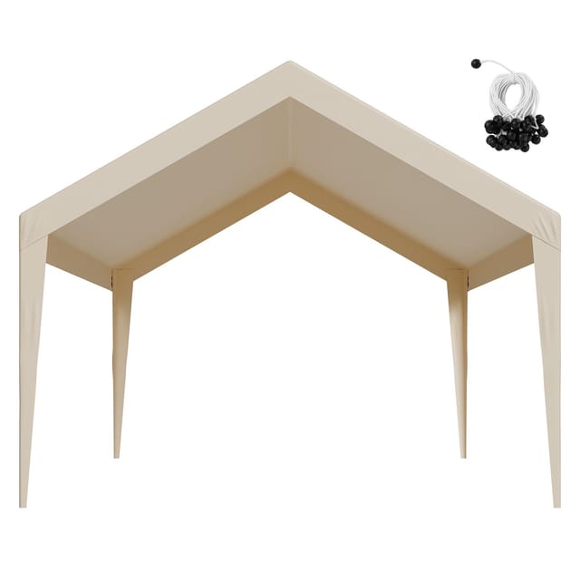 Ersatz-carportabdeckung, 3,6 X 6 M, Wasserdichte Und Uv-beständige Plane Für Garagenzelte, Strapazierfähiges Carport-gewebe Mit Kugelbefestigungen, Beige, Gestell Nicht Im Lieferumfang Enthalten