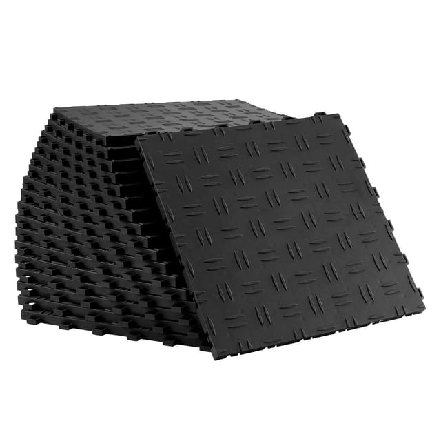 Verbundfliesen Für Garagen, 50er-pack, 30,5 X 30,5 X 1,35 Cm, Beidseitig Strukturierter, Rutschfester Bodenbelag Für Garagen, Keller Und Werkstätten, Schwarz