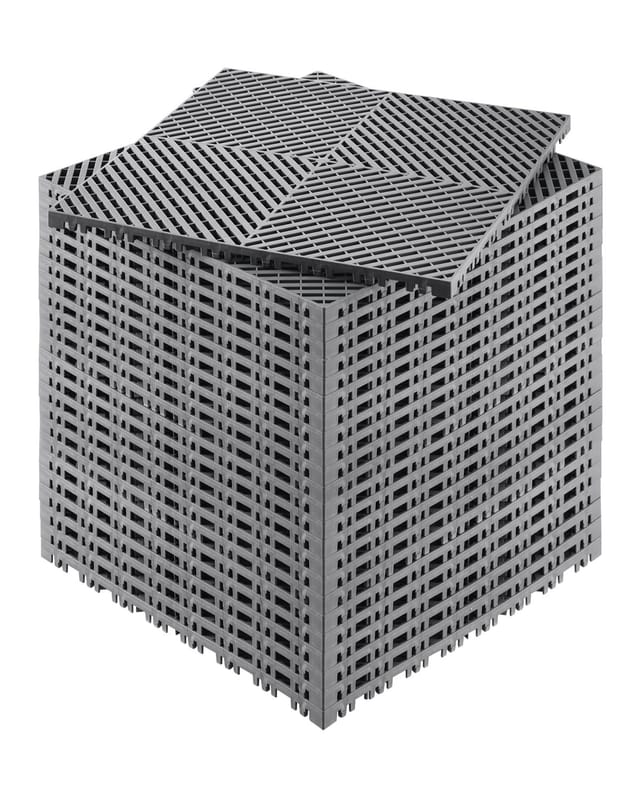 Aufsteckbare Drainagematte, 40 X 40 Cm, Modulares Stecksystem, 24-teilige Drainagefliesen Zum Zusammenbauen, Rutschfestes, Graues Pp, Geeignet Für Dusche, Garage, Garten, Küche Und Außenbereich