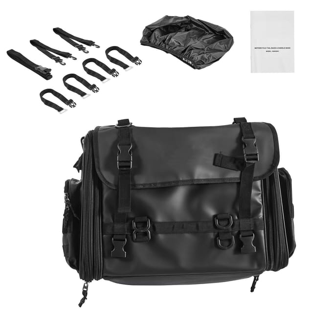 Erweiterbare Motorradsatteltasche (40–60 L), Wasserdichte Hecktasche Mit Regenhülle, Faltbarer Stauraum Für Outdoor-sportarten, Schultergurte, Tasche Und Elastische Kordel, Schwarz