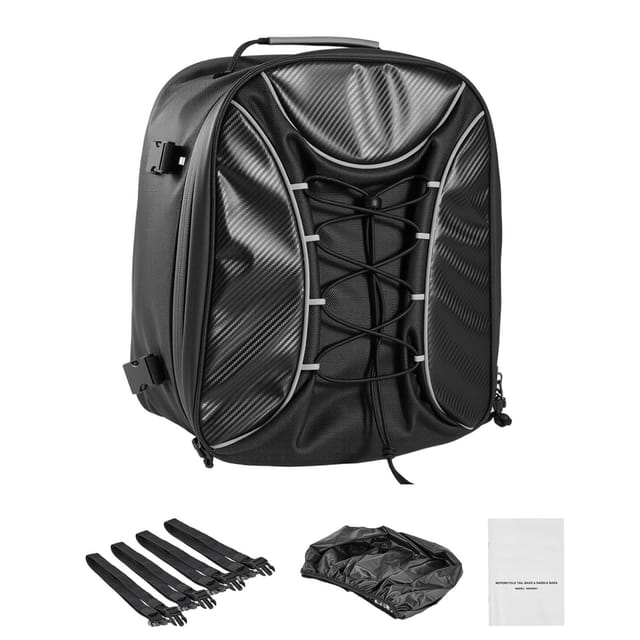 Erweiterbare Motorradsatteltasche (22–34 L), Wasserdichte Hecktasche Mit Regenhülle, Aufbewahrungsmöglichkeit Für Outdoor-sportmotorräder, Rucksack Und Packtasche Mit Gurten, Tasche Und Elastischem Ko