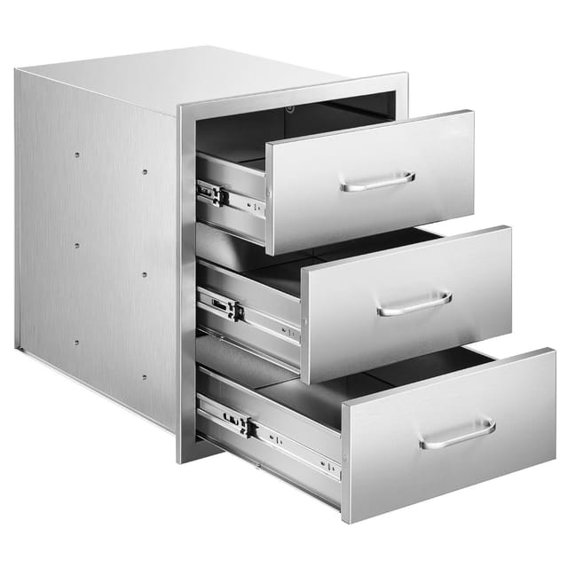 Schubladen Für Die Außenküche, 46 X 59 X 59 Cm, Modulares Edelstahl-schubladenelement Mit Dreifachem Zugriff Und Griffen, Schublade Für Grillinsel Oder Grillstation Im Freien