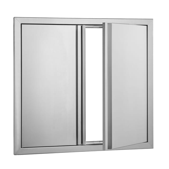 Zugangstür Für Grillplatz 660 X 610 Mm, Doppelte Außentür Für Sommerküche, Einbautür Aus Edelstahl, Vertikale Wandtür Mit Eingelassenen Griffen, Für Grillinsel, Grillstation, Außenschrank