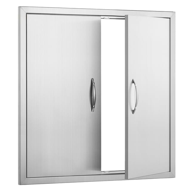 790 X 790 Mm Grillluke, Doppeltüriger Einbau-außenküchenschrank, Edelstahl Mit Griffen, Vertikale Wandmontage, Für Grillinsel, Kochstation, Außenschrank