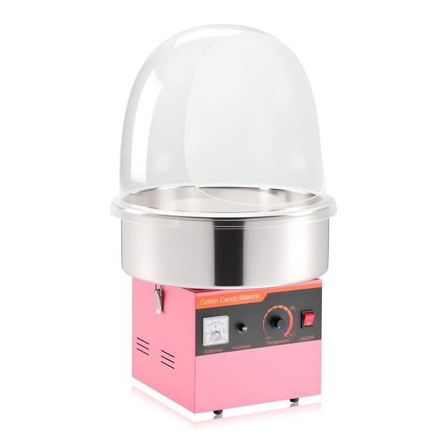 Elektrische Zuckerwattemaschine (1000 W), Mit Deckel, Professionelle Jahrmarktmaschine Mit Edelstahlschüssel Und Zuckerlöffel, Ideal Für Zuhause, Geburtstage Und Familienfeiern, Rosa