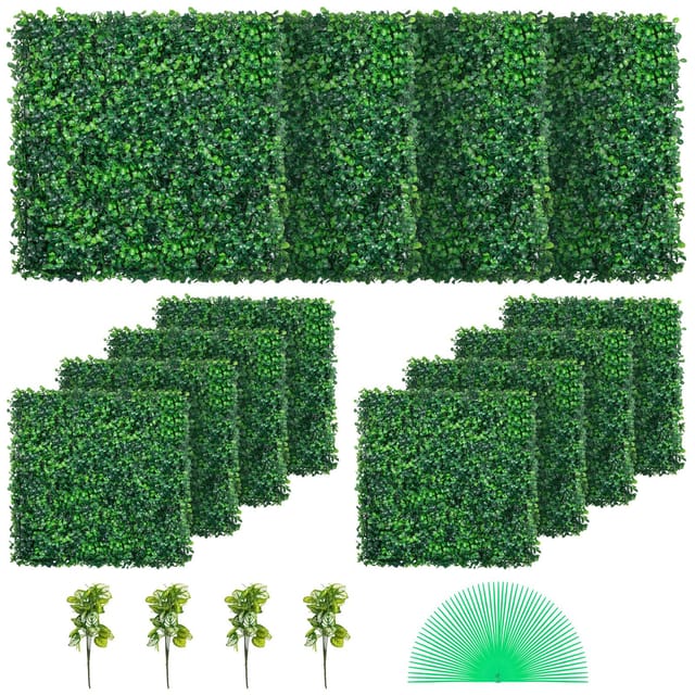 12 Künstliche Uv-kunststoff-buschpaneele (20 X 20 Zoll, 4 Cm, Grün), Synthetische Pflanzenwand Für Dekoration, Sichtschutz, Garten, Balkon, Innen- Und Außenbereich