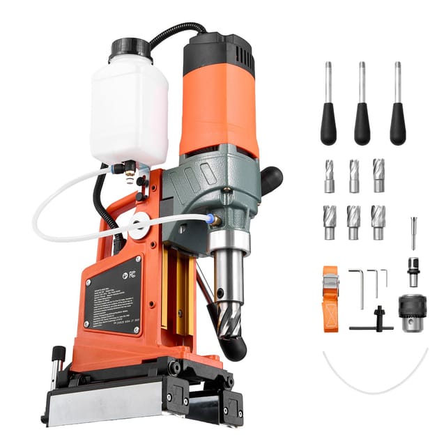 Magnetbohrmaschine Mit 1400 W Leistung, 50 Mm Bohrkapazität, Drehzahl 0–850 U/min, Rechts-/linkslauf, Magnetfußbohrmaschine Mit 6 Bohrern, Elektrische Bohrmaschine Für Industrie Und Heimwerker