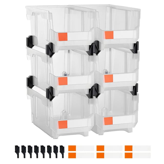 Stapelbare Aufbewahrungsboxen Aus Kunststoff, 37,7 X 21,5 X 18 Cm, Transparente Boxen Zur Organisation Von Schränken, Garagen, Kleinen Räumen, Bürobedarf Und Accessoires
