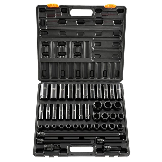1/2 Zoll 43-teiliger Schlagschrauber-steckschlüsselsatz, Standard-steckschlüsselsatz, 1/2 Zoll 6-punkt Metrischer Koffer 9-30 Mm (standard/lang)