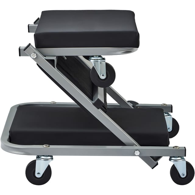 2-in-1 Klappbarer Rollhocker/tragewagen Mit Rollen, 136 Kg Tragkraft, Niedriger Werkstattwagen Mit 6 Rollen Für Garage, Werkstatt, Autoreparatur, Zum Liegen Oder Sitzen, Schwarz