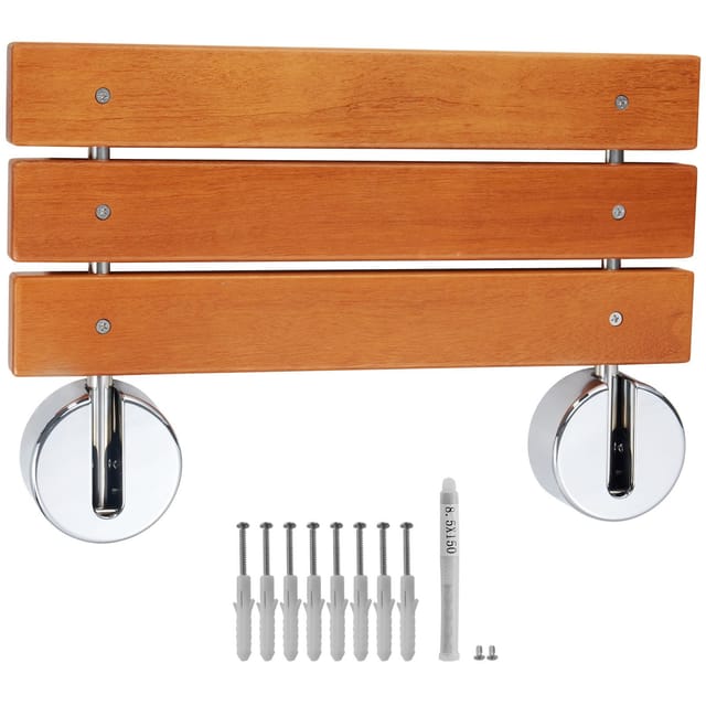 Klappbarer Duschhocker Aus Teakholz, 51 X 33,5 Cm Ausgeklappt, Wandmontierte, Klappbare Duschbank, Tragkraft 200 Kg, Platzsparender, Einziehbarer Duschstuhl, Für Senioren, Schwangere Und Kinder