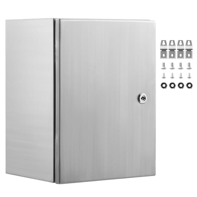 Elektrisches Gehäuse Aus Edelstahl 304, 40,6 X 30,5 X 15,2 Cm, Wandmontierter Elektroschrank Für Elektronische Geräte Mit Montageplatte, Scharnieren Und Schloss, Wasserdicht Gemäß Ip66.
