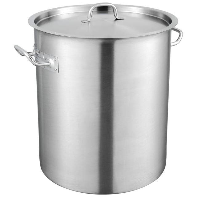 39,7-liter-edelstahl-kochtopf, Großer Multifunktionaler Topf Mit Deckel Und Griffen, Robuster Profi-kochtopf, Polierte Oberfläche, Silberfarben, Für Große Gruppen Und Veranstaltungen