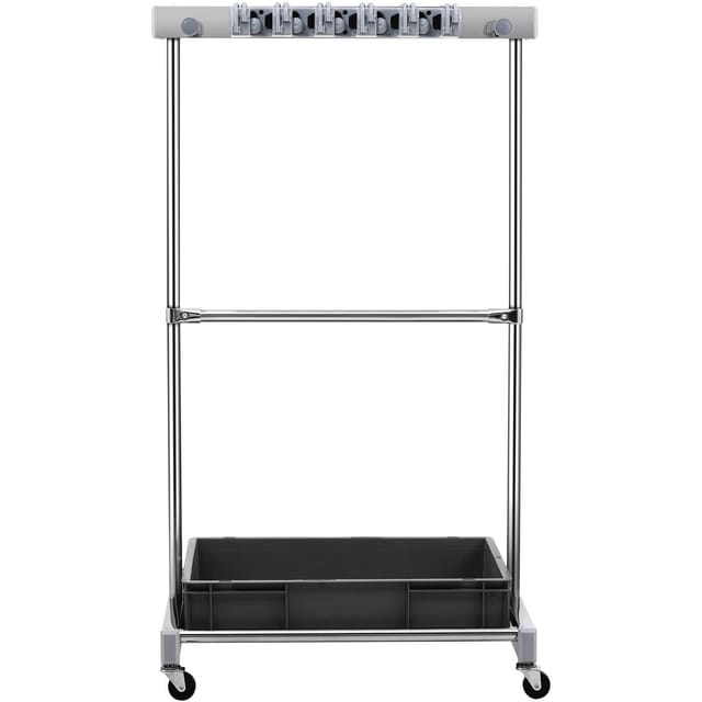 Gartengeräte-organizer, 10 Fächer Mit Haken, Praktischer Rollständer Für Die Garage, Halterung Für Besen/rechen/langstielgeräte, Metallständer Für Den Geräteschuppen
