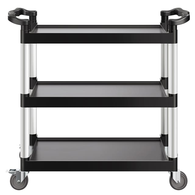 Dreistöckiger Servierwagen Aus Kunststoff, Tragkraft 227 Kg, 360° Drehbare Rollen (2 Mit Bremsen), 79 X 49 Cm, Für Lager, Büro, Haushalt, Restaurant, Küche