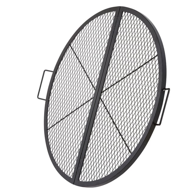 Runder, Klappbarer X-marks Grill Für Lagerfeuer, Robuster Grillrost Aus Stahl Mit Griff Und Drahtgestell, Tragbares Kochzubehör Für Camping Und Gartenpartys, 91 Cm (36 Zoll), Schwarz