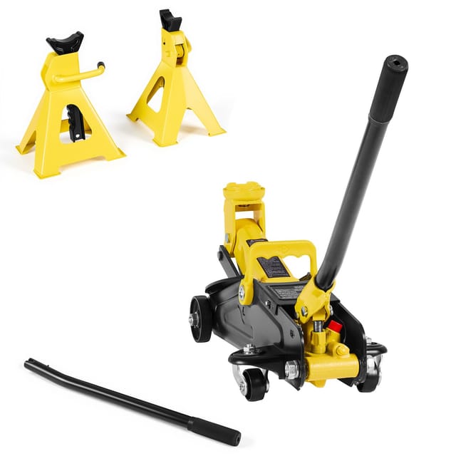 Extraflacher Rangierwagenheber, 2 Tonnen Tragkraft, Hydraulischer Stahlheber Für Sportwagen Mit Achsstützen, Schnellhub-einfachwirkungs-zylinderpumpe, Hubhöhe 130–310 Mm Für Sportwagen Und Kompakte Su