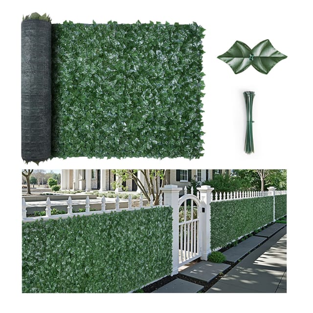 Sichtschutzzaun Aus Künstlichem Efeu, 1,5 X 3 M, Begrünte Wandpaneele, Künstliche Hecke Mit Verstärkungsgewebe Und Verstärkten Verbindungen, Laubdekoration Für Garten, Hof Und Balkon