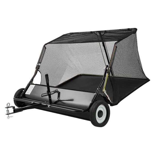 122 Cm Breite, Selbstfahrende Rasenkehrmaschine Mit Laub- Und Grasfangkorb (736 L), Entleerungsseil Und Verstellbarer Höhe Für Garten Und Landwirtschaft