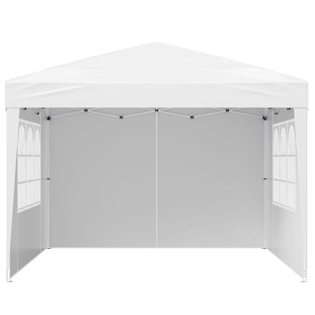 Faltpavillon 2,95 X 2,95 M, Schnell Aufzubauender Gartenpavillon Mit 3 Seitenwänden Und 2 Belüftungsfenstern, Höhenverstellbar, Ideal Für Veranstaltungen, Terrasse, Garten, Partys Und Parkplätze.