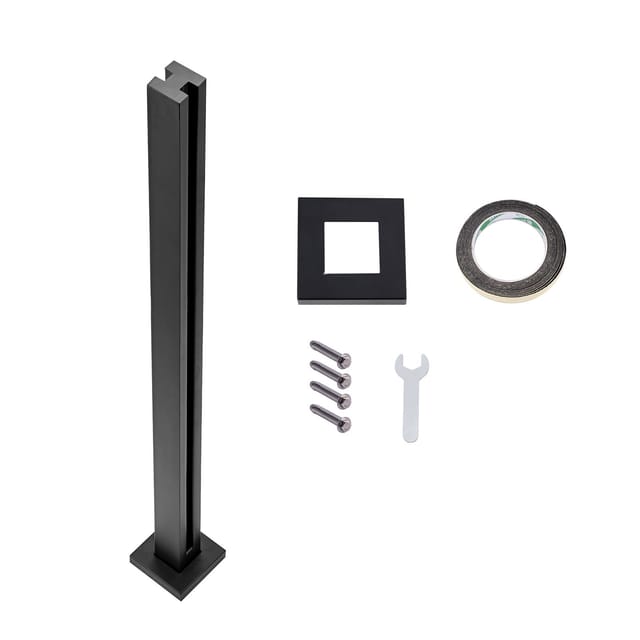 Glashalterung, Geländerträger Aus Edelstahl 304, 105 Cm Hoch, Für 10–12 Mm Starkes Sicherheitsglas, Montageklemme Für Balkon, Garten, Terrasse, Treppenhaus, Schwarz