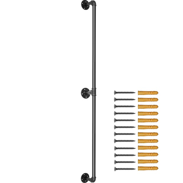 Treppengeländer Aus Kohlenstoffstahl, 213,4 Cm, Robustes Industriegeländer, 199,6 Kg, Wandmontage, Abgerundete Ecken
