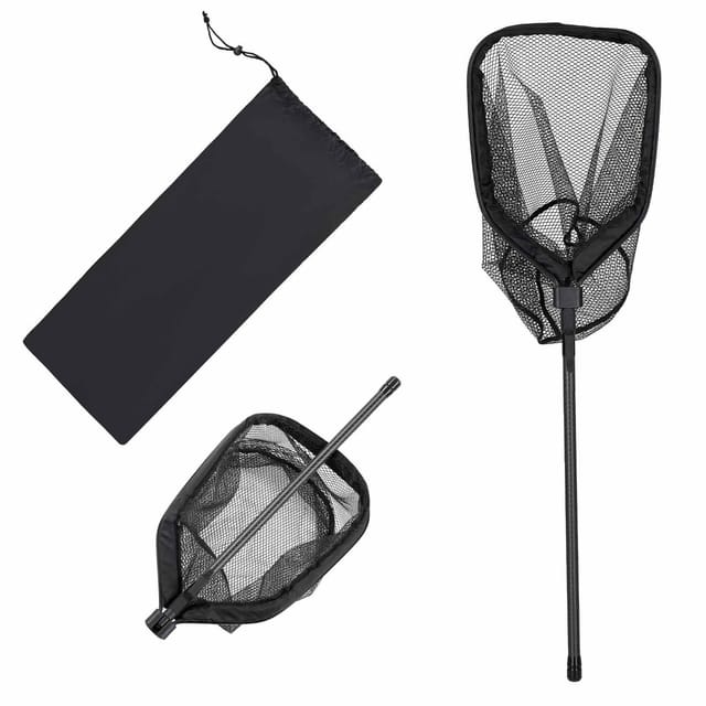 Faltbarer Fischerkescher Mit Teleskopgriff, Leichter, Tragbarer Kescher Aus Kohlefaser Und Nylon-/pvc-gewebe, Langlebig Und Fischschonend, Für Kajak, Boot, Flussufer Und Teich, Geschenk Für Männer