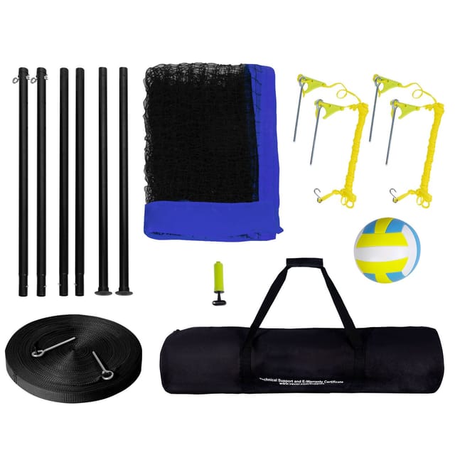 Tragbares Outdoor-volleyballnetz, Höhenverstellbare Stahlstangen, Professionelles Set Mit Pvc-ball, Pumpe Und Tragetasche, Robustes Netz Für Garten, Strand Und Rasen