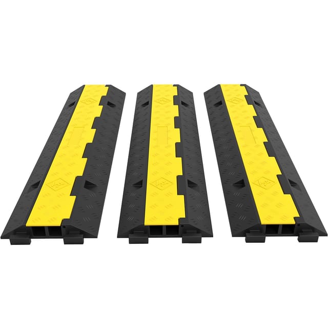 Kabelschutz 101 X 24,5 X 5 Cm, 3er-set Rutschfeste Gummikabelrampen, Tragfähigkeit 4989,5 Kg Pro Achse, Für Einfahrten Und Bremsschwellen