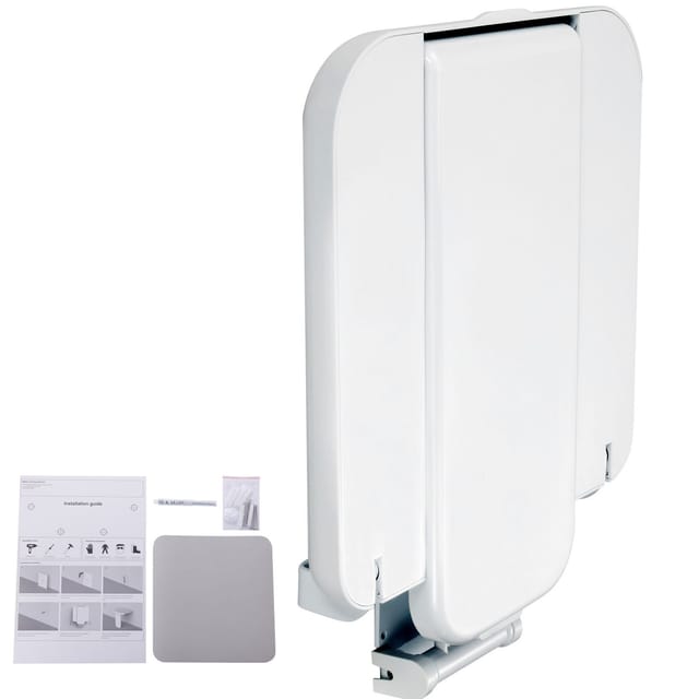 Klappbarer Duschsitz Aus Abs, 40 X 42,5 Cm Ausgeklappt, Wandmontierte Klappbank Mit Einer Tragkraft Von 200 Kg, Platzsparender, Ausziehbarer Duschstuhl Für Senioren, Schwangere, Kinder Und Erwachsene