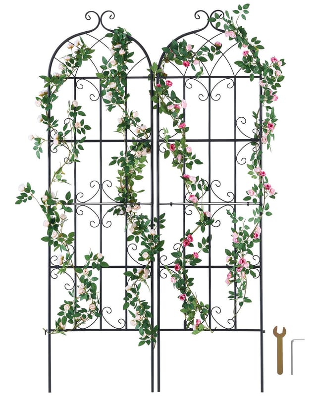 Rankhilfe Für Kletterpflanzen, 180 X 50 Cm, 2er-set Rostfreie Metallspaliere Für Blumen, Kletterrosen, Gurken, Clematis, Dekorativ Für Gärten Und Rasenflächen