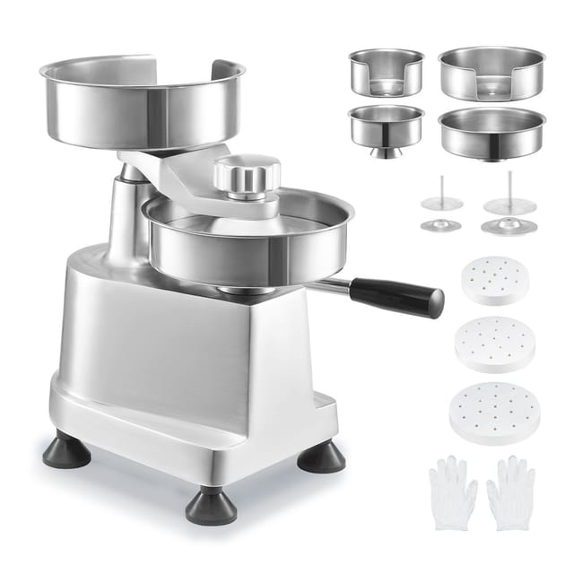 Professionelle Burgerpresse, Hamburger-form Mit 3 Austauschbaren Platten (10/13/15 Cm), Robuste Fleischformmaschine Aus Edelstahl, Inklusive 1500 Trennblechen
