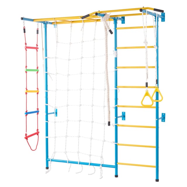 7-in-1 Indoor-kletterset Für Kleinkinder, Leiter Aus Kohlenstoffstahl, Kletterwand, Klimmzugstange, Seilleiter Und Turnringe, Bis 100 Kg, Mehrfarbig
