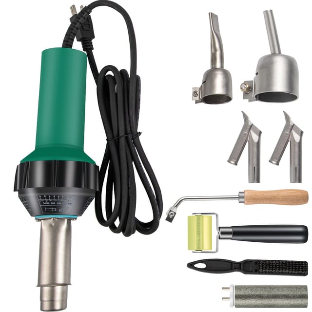 8-teiliges Kunststoffschweißset, 1600-w-heißluftpistole (220 V) Für Pvc, Dachschweißgerät, Stufenlose Temperaturregelung 40–600 °c, Glimmer-heizelement