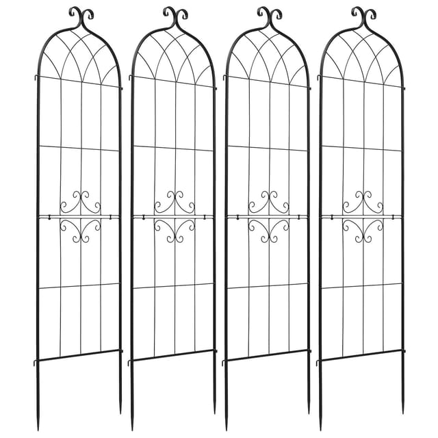 Kletterhilfe Für Den Garten, 180 X 52,5 Cm, Rankgitter Für Rosen, 4er-set, Pulverbeschichtete Metallkonstruktion Mit Praktischem Verriegelungssystem, Stützen Für Blumen, Gemüse Und Rosen