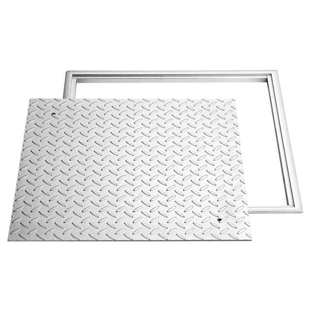 Inspektionsschachtabdeckung Mit Rahmen, 600 X 600 Mm, Quadratische Platte Für Klärgruben Mit Sockel, Rutschfeste Inspektionsplatte Aus Verstärktem Kohlenstoffstahl Für Gehwege Und Gärten