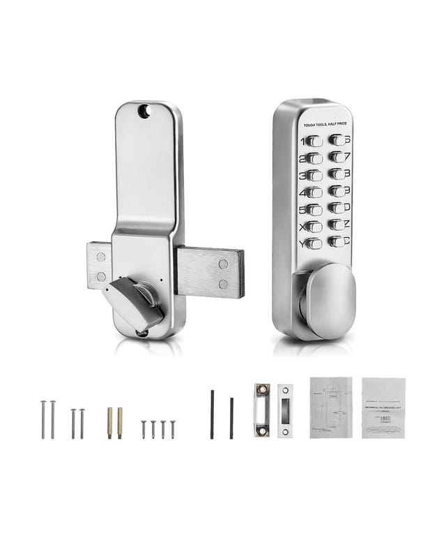 Schlüsselloses Mechanisches Türschloss, 14-tasten-schloss, Tastaturcode Mit Verstellbarem Drehknopf, Wasserdichte Zinklegierung, Für Zuhause Und Büro