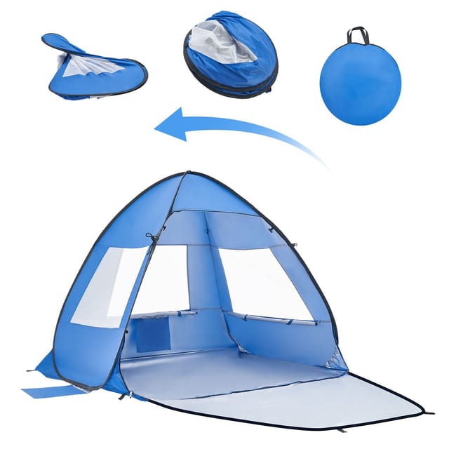 Strandzelt/sonnenschutz Für 2 Personen, Upf 50+ Schutz, Tragbarer Sonnenschirm Mit Tragetasche Und Sandsäcken, Leicht Und Einfach Aufzubauen, Strandschirm Für Camping, Angeln Und Picknicks